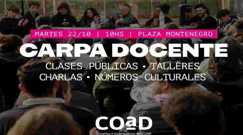 La COAD pondrá una “carpa docente” este martes en la plaza Montenegro