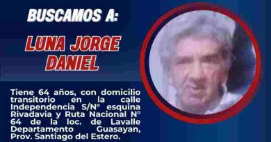 Se solicita información sobre el paradero de Jorge Daniel Luna Se solicita información sobre el paradero de Jorge Daniel Luna