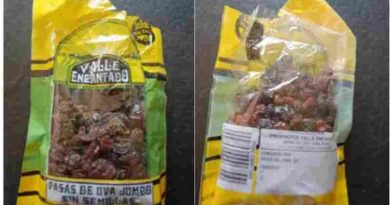 Prohibieron la venta de una marca de pasas de uvas, tenían una piedra en el paquete