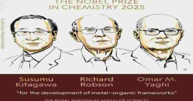 El premio Nobel de Química 2025 fue otorgado a Susumu Kitagawa, Richard Robson y Omar M. Yaghi