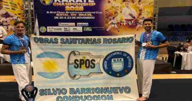 Con el apoyo de Obras Sanitarias, karatecas rosarinos se destacaron en un certamen internacional de Brasil