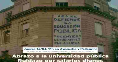 Docentes UNR realizan este jueves un “abrazo solidario y un ruidazo” en Ayacucho y Pellegrini