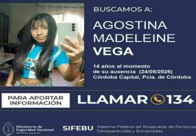 Activan Alerta Sofía para dar con el paradero de Agostina Vega en Córdoba