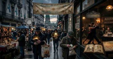 La vidriera irrespetuosa del Cambalache Libertario: biblias, calefones, pendrive y criptomonedas