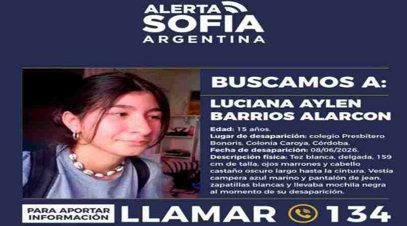 Colonia Caroya: buscan a Luciana Alarcón, una menor que “salió de la escuela y no volvió a entrar”