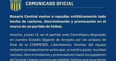 Tras las denuncias por racismo de Corinthians, Central denunció provocaciones de parte los hinchas del equipo brasileño